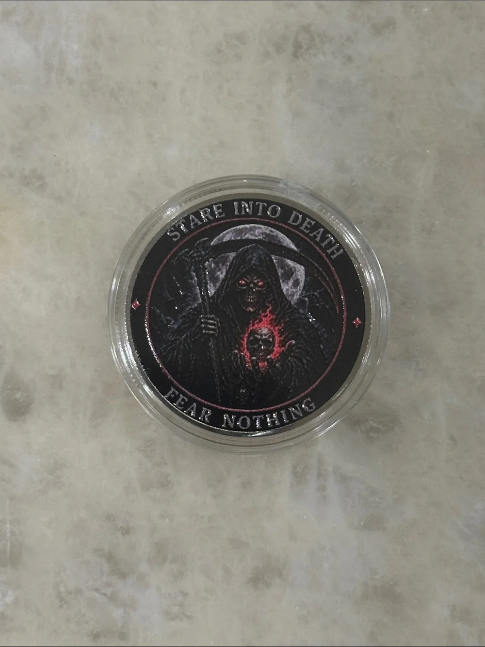Dark Reaper Decorative Coin - Black and Red Home Accent
